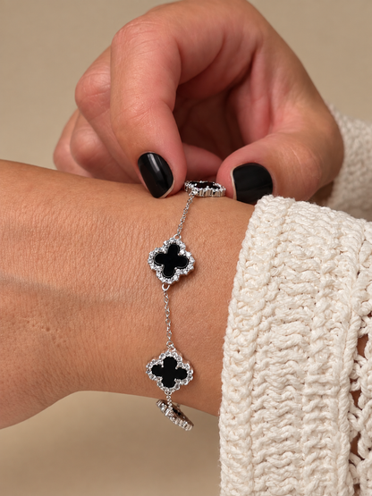 Clover Luxe Black Bracelet – 925 Sterling Silver