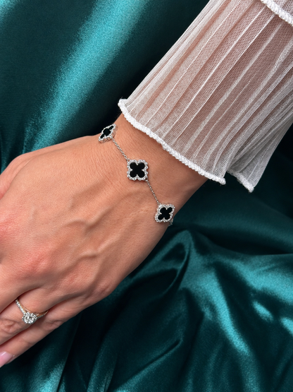 Clover Luxe Black Bracelet – 925 Sterling Silver