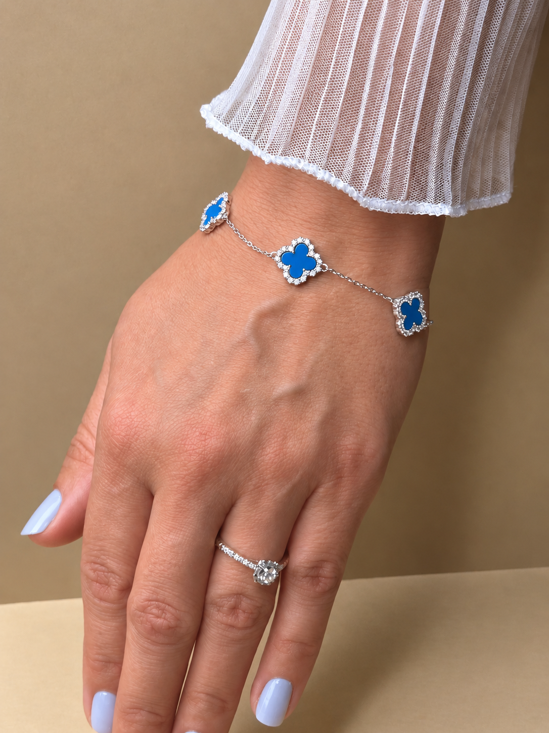 Clover Luxe Blue Bracelet – 925 Sterling Silver