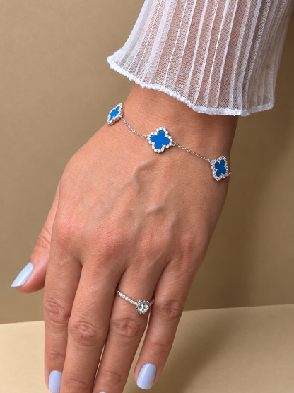 Clover Luxe Blue Bracelet – 925 Sterling Silver