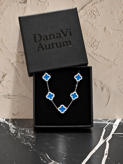 Clover Luxe Blue Bracelet – 925 Sterling Silver