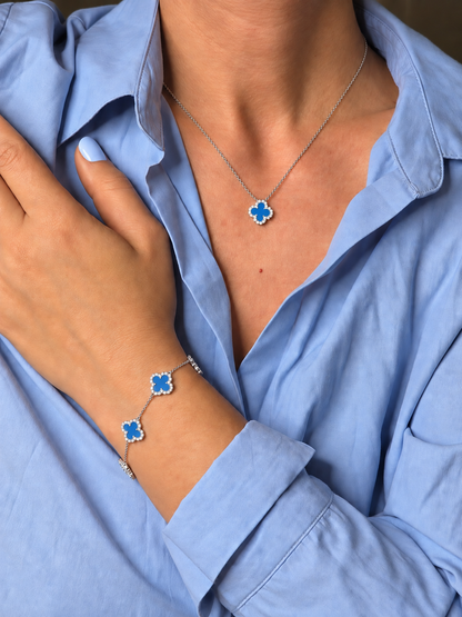 Clover Luxe Blue Bracelet – 925 Sterling Silver