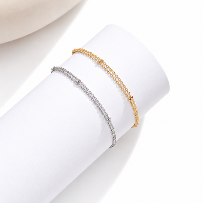 Delicate Double-Layered Chain Bracelet – 925 Sterling Silver, 14K Gold Plated