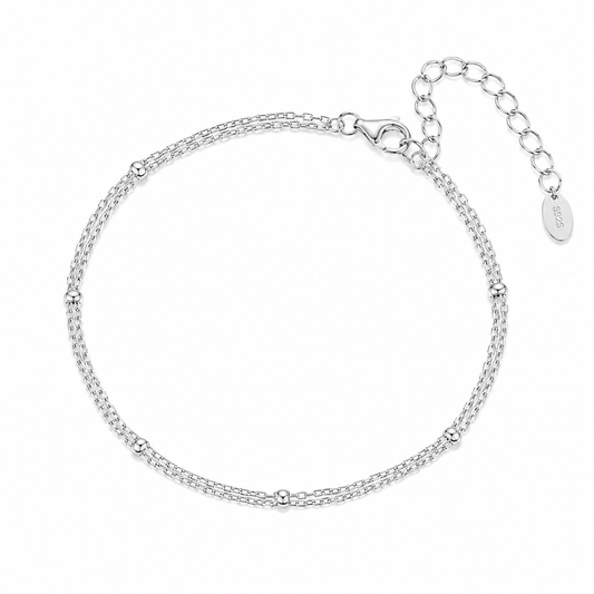 Delicate Double-Layered Chain Bracelet – 925 Sterling Silver, 14K Gold Plated
