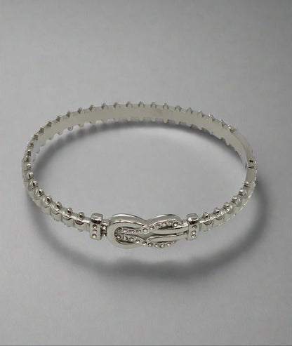 Timeless Shine: Designer-Inspired Silver Bangle – Stainless Steel with Pavé Detailing