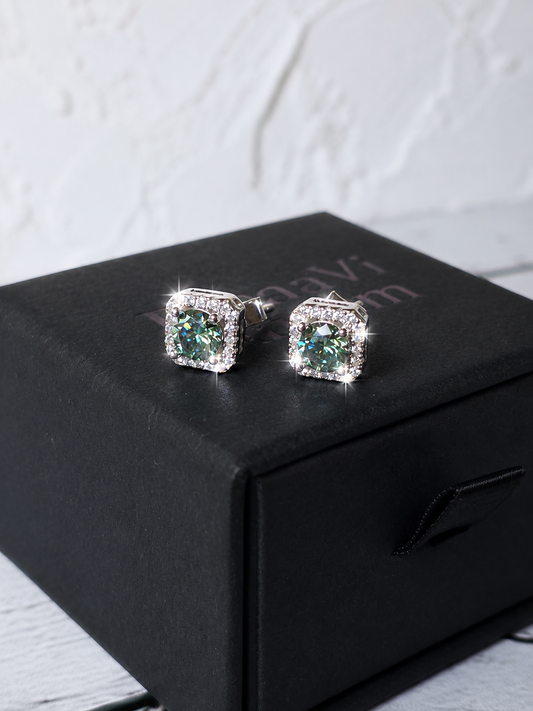 Emerald Moissanite Luxury Stud Earrings 925 Silver