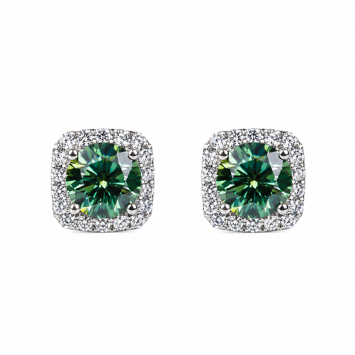Emerald Moissanite Luxury Stud Earrings 925 Silver