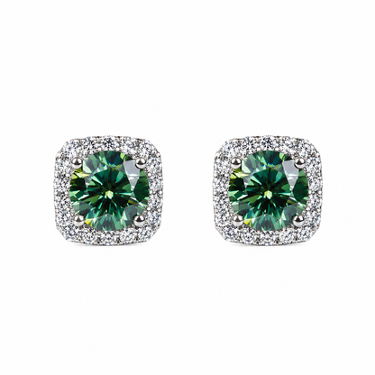 Emerald Moissanite Luxury Stud Earrings 925 Silver