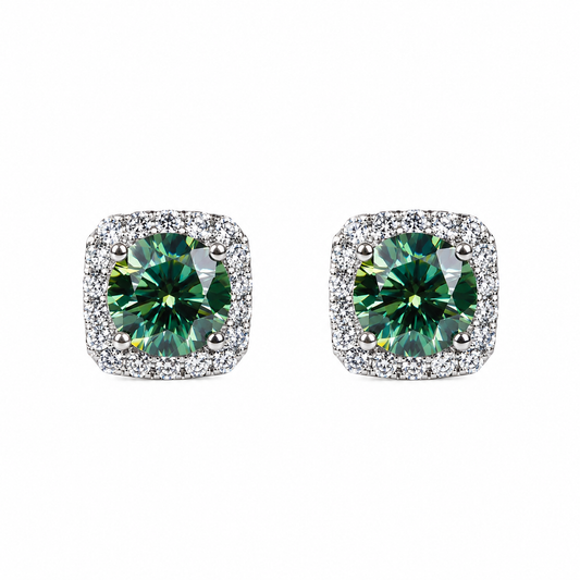 Emerald Moissanite Luxury Stud Earrings 925 Silver