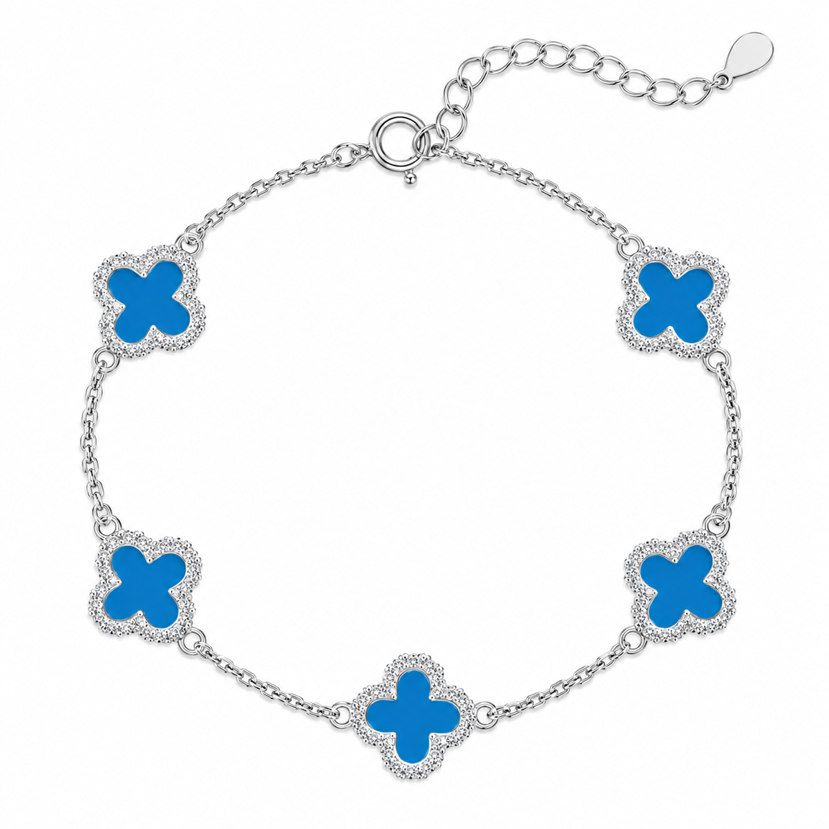 Clover Luxe Blue Bracelet – 925 Sterling Silver