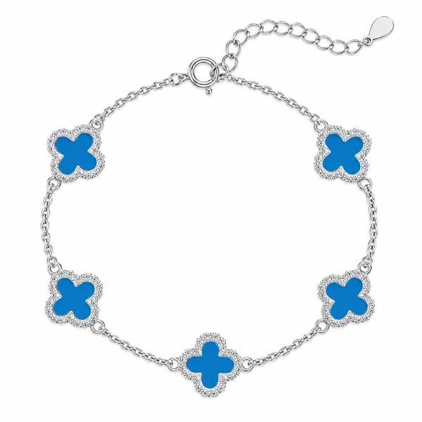 Clover Luxe Blue Bracelet – 925 Sterling Silver