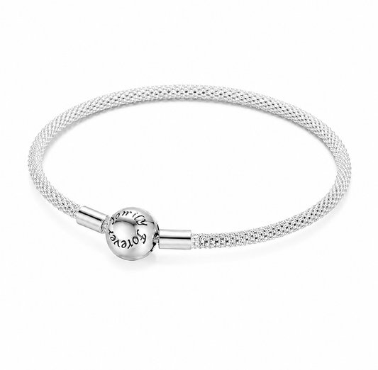Forever Family Bangle – 925 Sterling Silver Round Bead Charm Bracelet