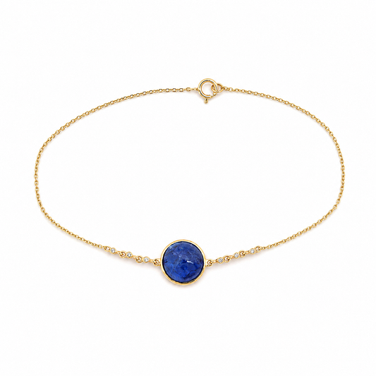 Golden Aura – 14K Yellow Gold & Tanzanite Cable Bracelet
