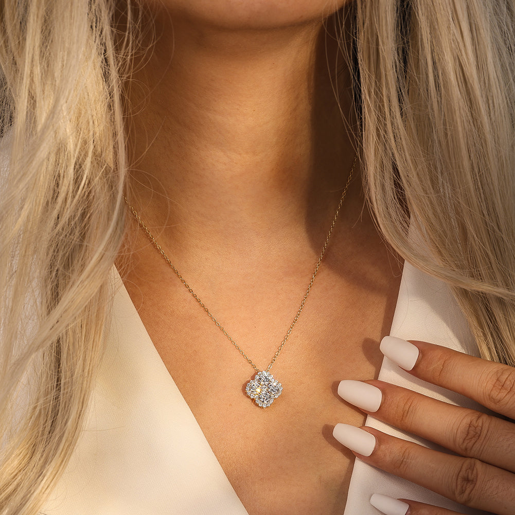 925 Sterling Silver Clover Necklace – 14K Gold Plated
