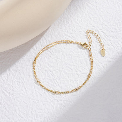 Delicate Double-Layered Chain Bracelet – 925 Sterling Silver, 14K Gold Plated