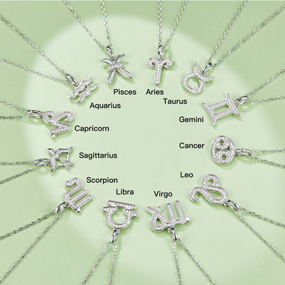 925 Sterling Silver Zodiac Moissanite Necklace