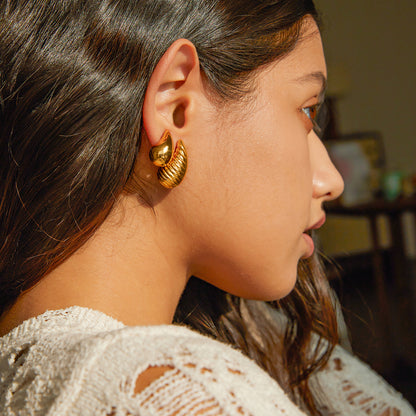 Hollow Water Drop Earrings Gold & Silver