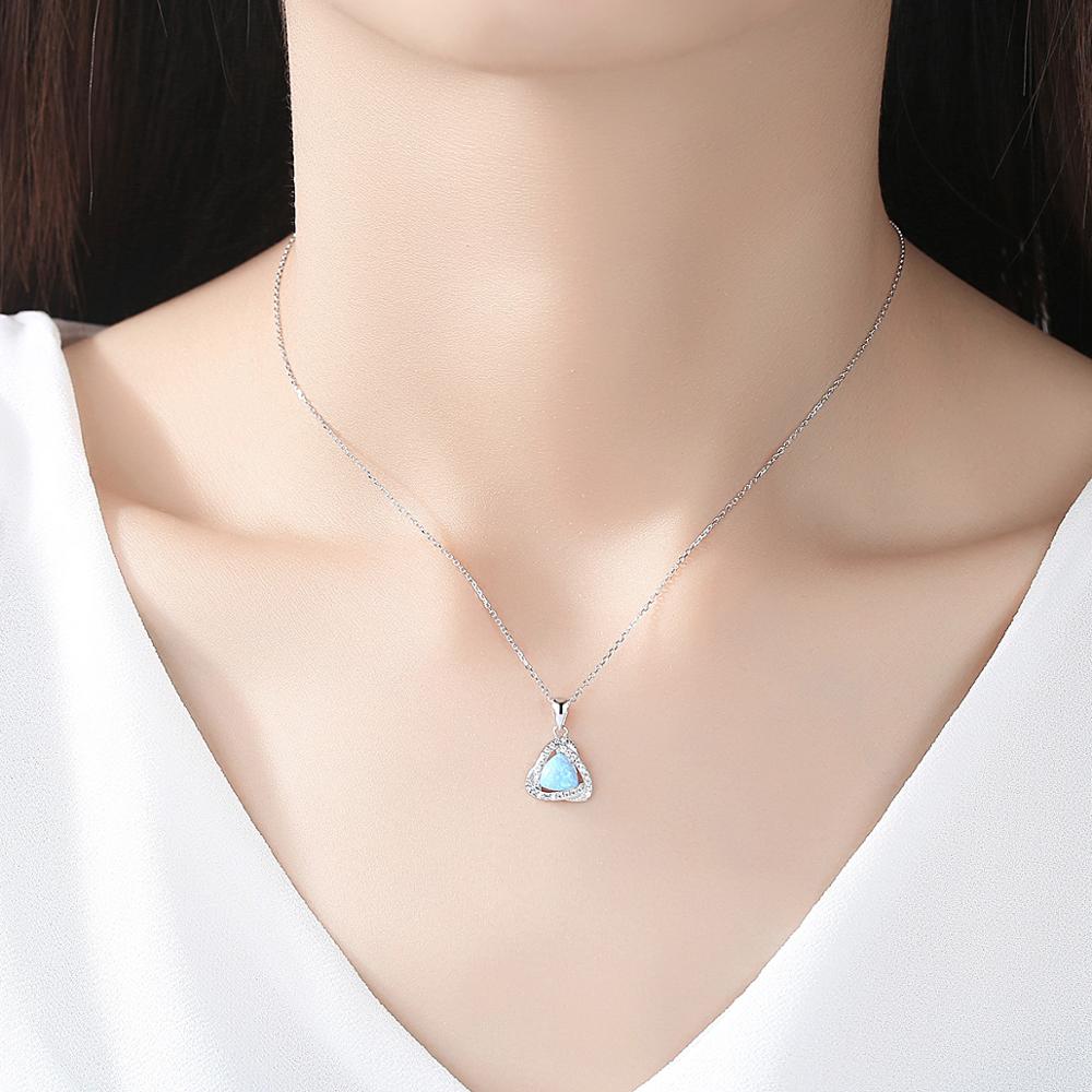 Iridescent Triangle Opal Necklace – 925 Sterling Silver