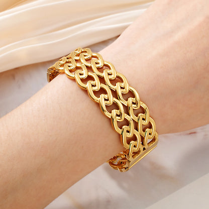 18K Gold-Plated Chunky Chain Cuff Bracelet