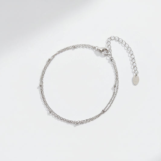 Delicate Double-Layered Chain Bracelet – 925 Sterling Silver, 14K Gold Plated