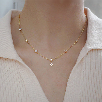 Clover Zircon Necklace – Elegance with a Twist of Sparkle 925 Sterling Silver