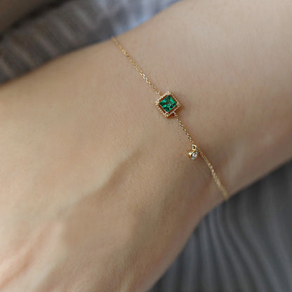 Luxury 14K Gold Plated Emerald Gemstone Bracelet
