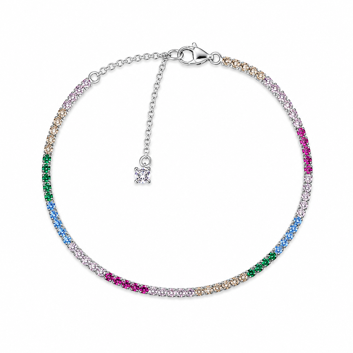 Rainbow Tennis Bracelet – 925 Sterling Silver