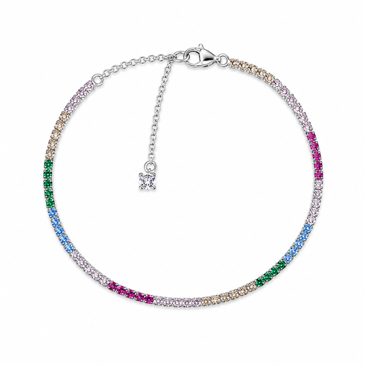 Rainbow Tennis Bracelet – 925 Sterling Silver