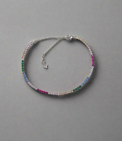 Rainbow Tennis Bracelet – 925 Sterling Silver