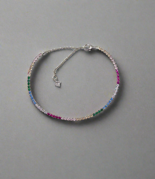 Rainbow Tennis Bracelet – 925 Sterling Silver
