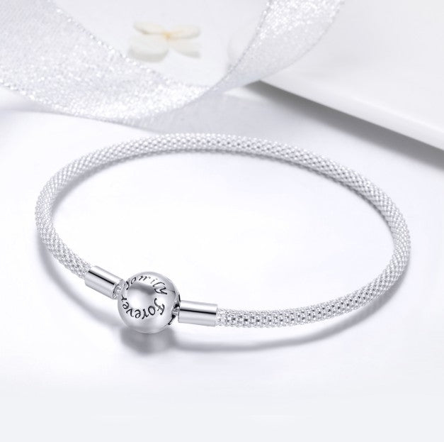 Forever Family Bangle – 925 Sterling Silver Round Bead Charm Bracelet