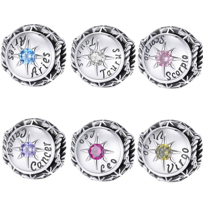 Zodiac Charm Pendant – 925 Sterling Silver with Birthstone Detail