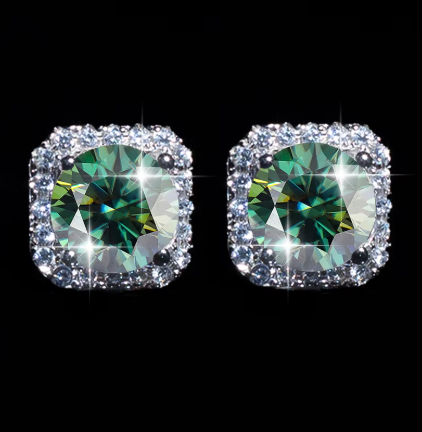 Emerald Moissanite Luxury Stud Earrings 925 Silver