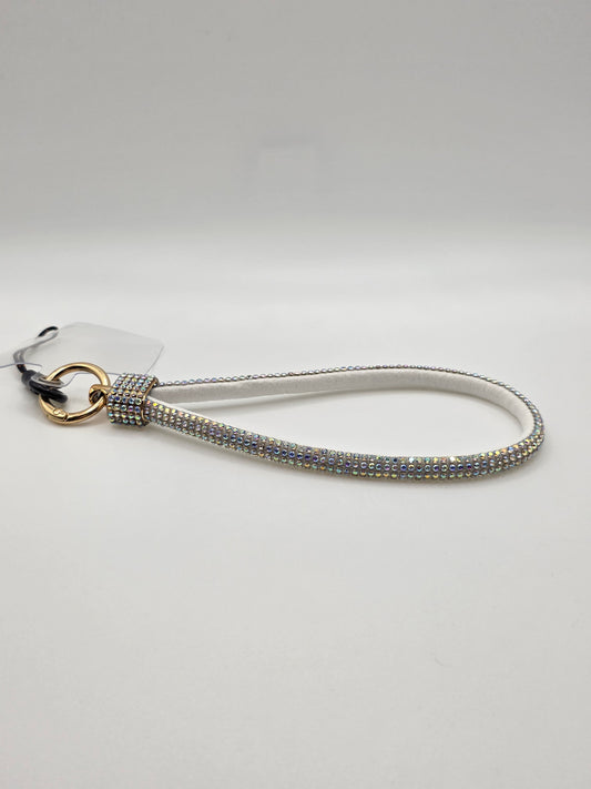 Sparkle Grip Phone Lanyard – White & Crystal Edition