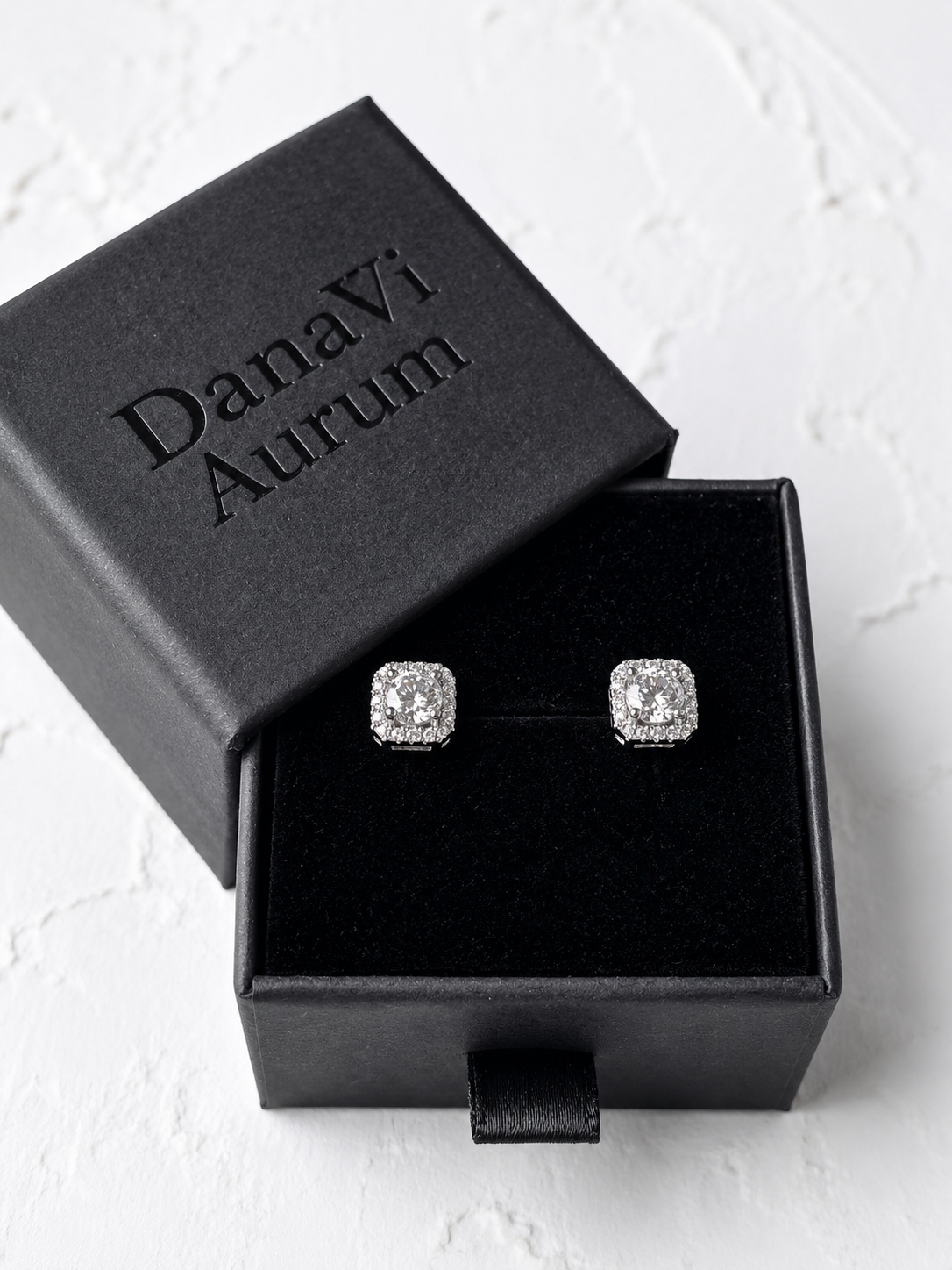 White Sparkle Stud Earrings – 925 Silver