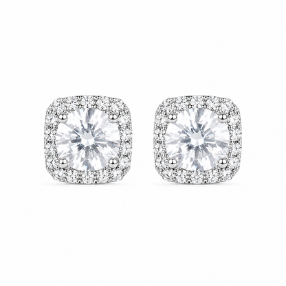 White Sparkle Stud Earrings – 925 Silver
