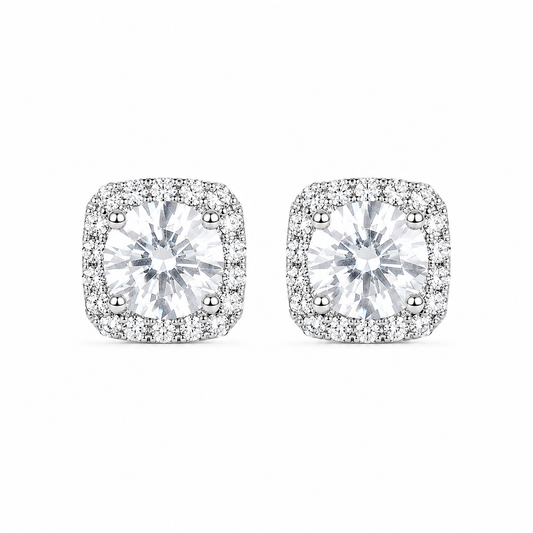 White Sparkle Stud Earrings – 925 Silver