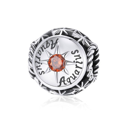 Zodiac Charm Pendant – 925 Sterling Silver with Birthstone Detail
