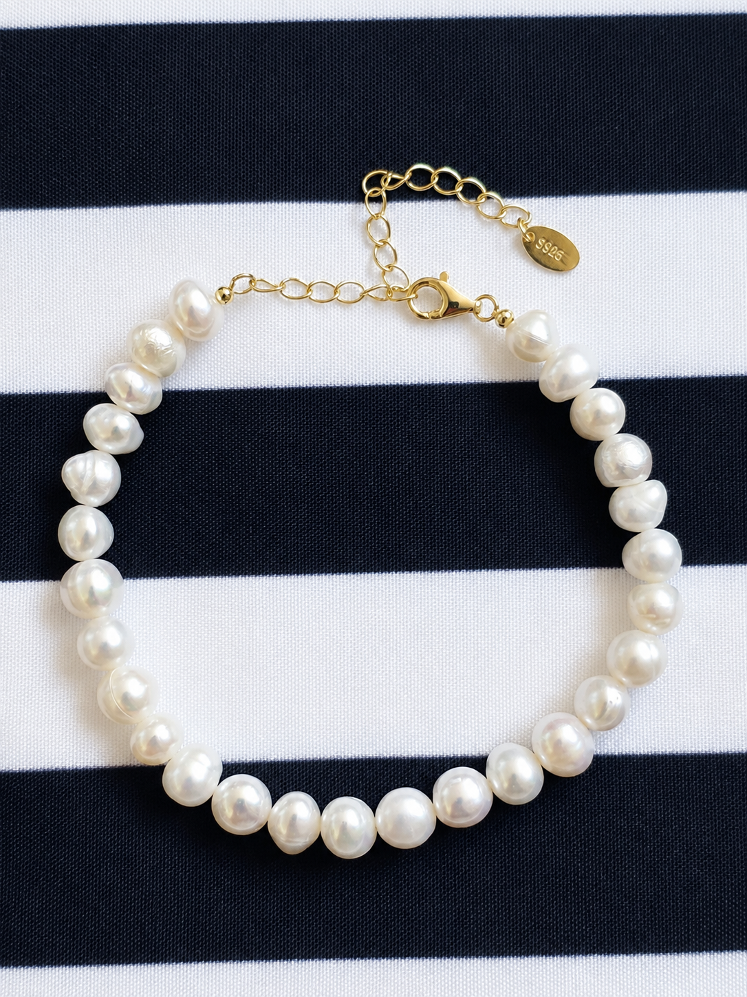 Aurum Pearl Freshwater Pearl Bracelet – 925 Sterling Silver 14K Gold Plated