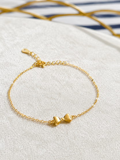 925 Sterling Silver Bow Bracelet – 18K Gold Plated