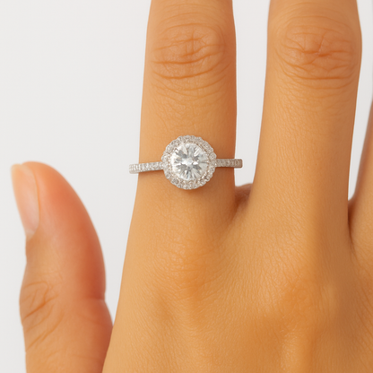 925 Sterling Silver - Radiant Halo Ring