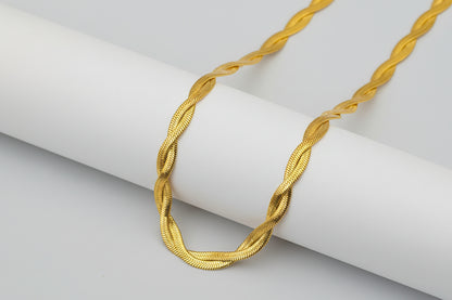 Twisted Herringbone Choker – Gold Tone