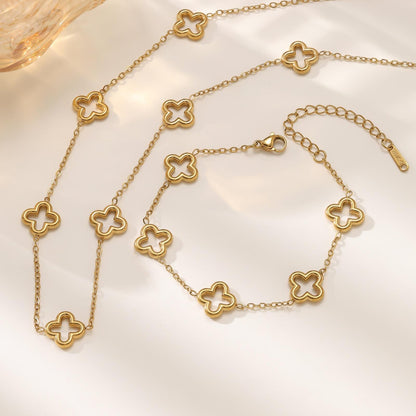 Clover Link Necklace & Bracelet Set