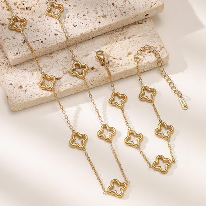 Clover Link Necklace & Bracelet Set