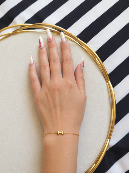 925 Sterling Silver Bow Bracelet – 18K Gold Plated