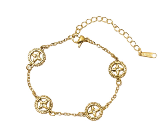 Clover Circle Chain Bracelet 18K Gold Plated