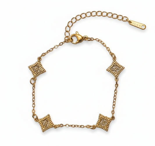 Clover Rhombus Chain Bracelet 18K Gold Plated