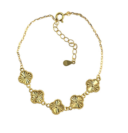 925 Sterling Silver Clover Bracelet – 18K Gold Plated