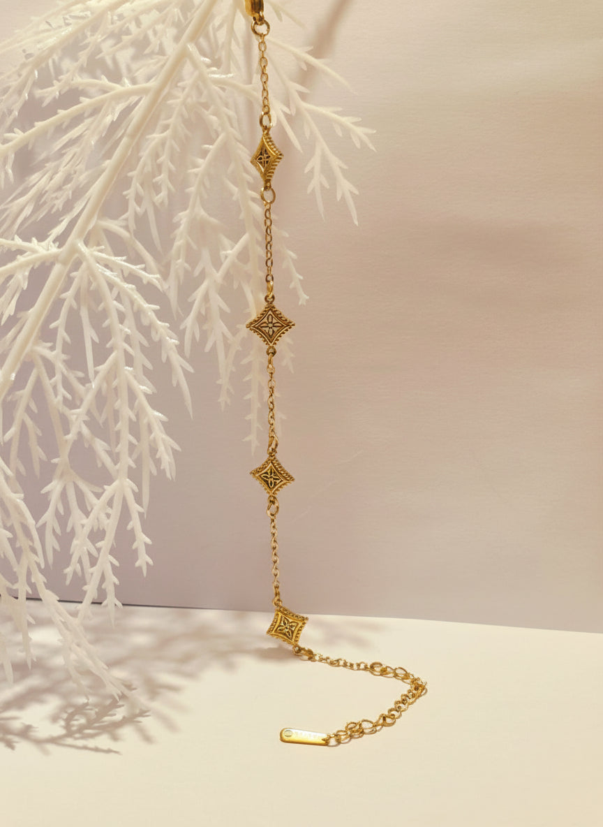 Clover Rhombus Chain Bracelet 18K Gold Plated