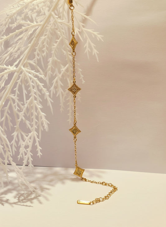 Clover Rhombus Chain Bracelet 18K Gold Plated